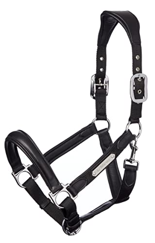 LeMieux Capella Headcollar for Horses - Leather/Nylon - Pressure Relief & Soft Touch - color: Black