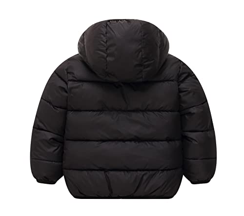 Happy Cherry Boys Girls Winter Thick Jacket Warm Fleece Fur Lining Zipper Hooded Windproof Coat Outwear for 1-7 Years - color: Black, size: 2-3T