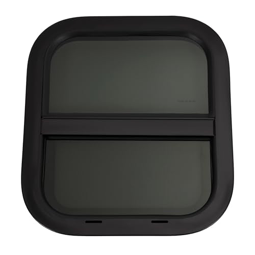 HECASA Universal 14" x 16" RV Window w/Screen Compatible with RV Camper Cargo Trailer Replacement Teardrop Vertical Slider Window Powder Coated Tinted Glass - size: 14" W x 16" H