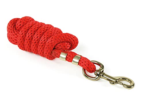 Shires Topaz Horse Lead Rope - 8-Foot Heavy-Duty Nylon Training Lead for Secure Handling Red - color: Red