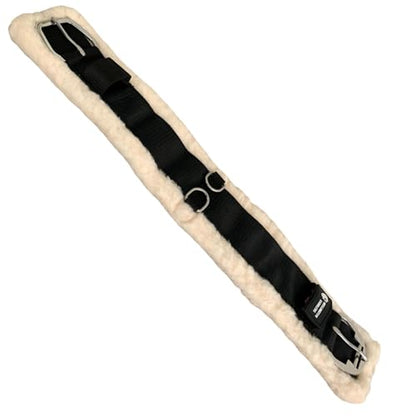 Horse Girths - Synthetic Wool Horse Cinch with Rust Free Roller Buckles and D-rings, 30 inch, Black, Black/Cream