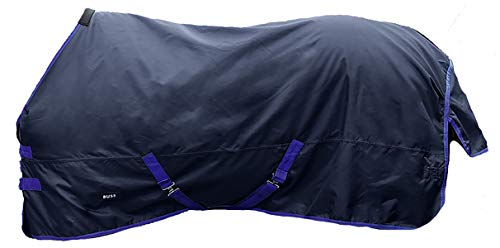 Challenger Turnout Waterproof Winter Horse Blanket 840D Medium Weight 59EE06 - color: Navy Blue Trim, size: 51 inches
