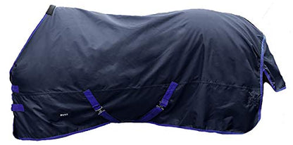 Challenger Turnout Waterproof Winter Horse Blanket 840D Medium Weight 59EE06 - color: Navy Blue Trim, size: 51 inches