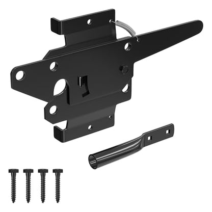 Wooden Fence Gate Latch Heavy Duty Self Locking Gate Hardware for Pool/Garden Gates, Safety Latch, Self Latching Latch for Vinyl/Wood Fences, Black Finish