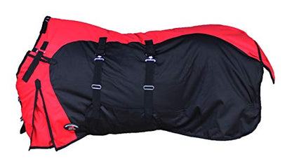 Challenger 1200D Horse Turnout Waterproof Heavy Weight Winter Blanket 5EE20RD - color: Red/Black, size: 78 inches