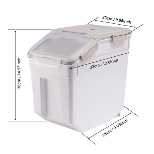 2 Pack Rice Storage Container 25 lbs, Airtight Flour Storage Containers with Lid and Wheels, Measuring Cup & Scoop, BPA Free, Bulk Food Dispenser for Sugar, Grain, Cereal, Dog Food (Grey) - color: 2Pcs 25LB Grey