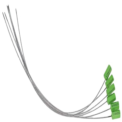 Green Pull-Tite Steel Security Cable Wire Seals 15.75'' Long Numbered Anti-Tamper Security Tags, 50 Pcs