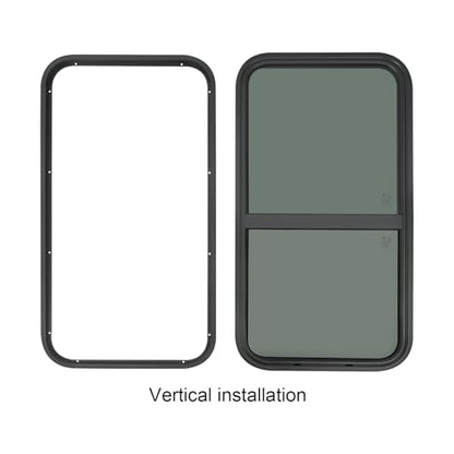 RV Window, 18" X 35" Universal RV Window Vertical Slide W/Trim Ring, Vertical Sliding Glass Window with Screen Window for Cargo, Horse Trailer, Marine Camper Window Replacement(18" X 35") - size: 18" X 35"