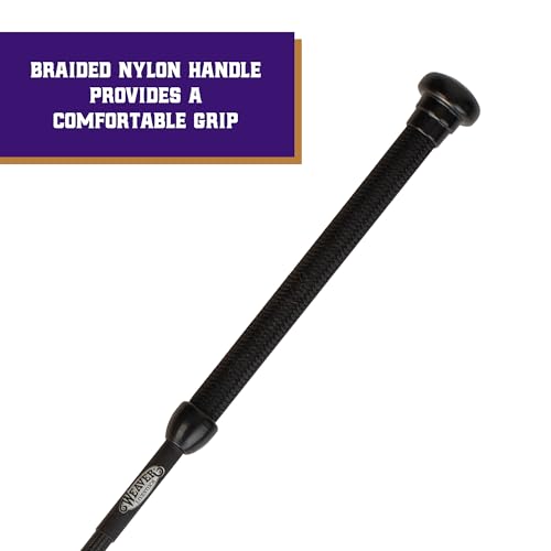 Weaver Livestock Basic Pig Show Whip, Hog Livestock Whip with Braided Nylon Handle, Leather Popper, Lightweight Braided Shaft - color: 36" - Black