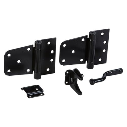 National Hardware Self-Closing Gate Kit, Hinges and Latch, Steel, Black - size: 0