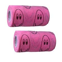 Vet Wrap Wrap Tape (Pink with Smiles) (2 Pack) (3 Inch x 15 feet) Self Adhesive Adherent Adhering Cohesive Flex Self Stick Bandage Grip Roll Dog Cat Pet Horse - color: Pink Smiles, size: 2 Rolls