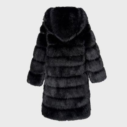 Lisa Colly Women Plus Size Faux Fur Jacket Big Hooded - color: Black, size: Medium