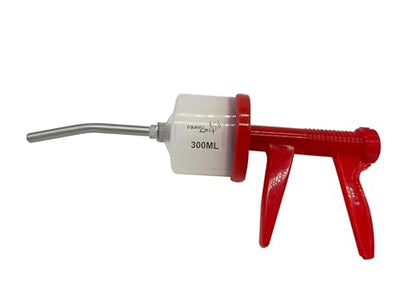 Pistol Grip Dosing Syringe 300ml – Large Capacity Stainless Steel Nozzle Veterinary Syringe for Equine, Livestock, Horse Dental Care, Oral Drenching, Durable Reusable Animal Drench Gun