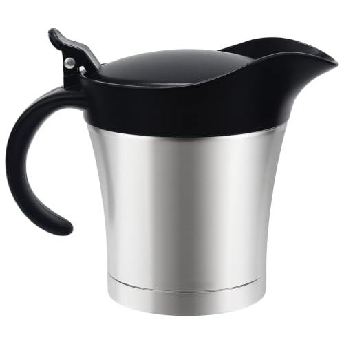 Stainless Steel Double Insulated Gravy Boat With Lid/Sauce Jug 16 OZ Capacity - color: 450ML/16 OZ Black cap