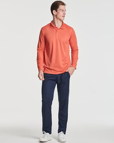 3 Pack Mens Long Sleeve Polo Shirts Dry Fit Golf Work Casual Collared Tops - color: Set 4, size: Small