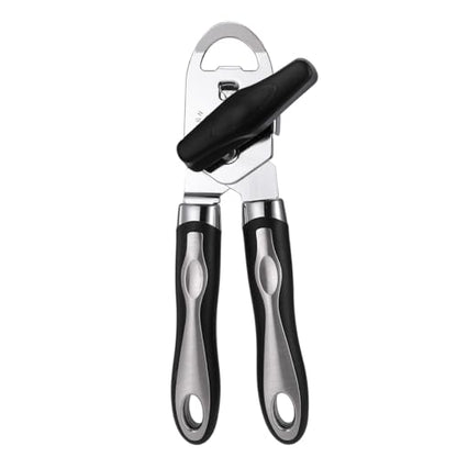 Manual Can Opener, Effortless Operation, Remove Lid with Magnet, 3 in 1 Bottle Opener & Milk Powder Opener, Soft Grip Handles, Easy to Turn, Heavy Duty Can Openers for Seniors - Black