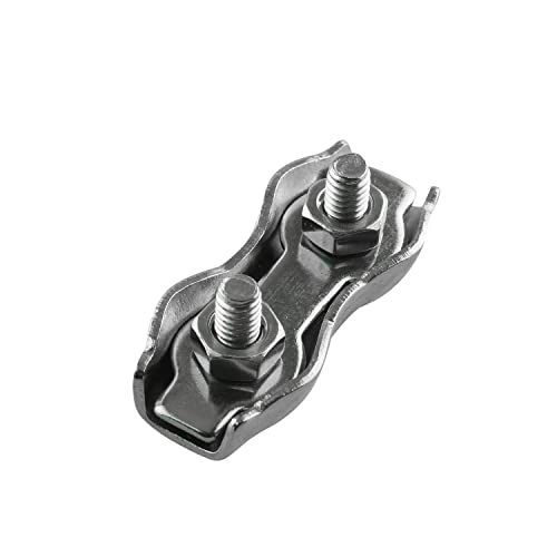 10pcs M3 Poly Rope Connector, Double Grips Cable Clamps Wires Splicer 304 Stainless Steel Polyethylene Cord Connectors for Electric Fences