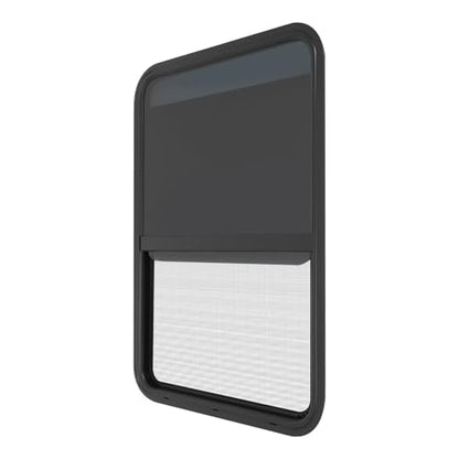 RV Window, 24" X 36" Universal RV Window Vertical Slide W/Trim Ring, Vertical Sliding Glass Window with Screen Window for Cargo, Horse Trailer, Marine Camper Window Replacement (24" X 36") - size: 24" X 36"