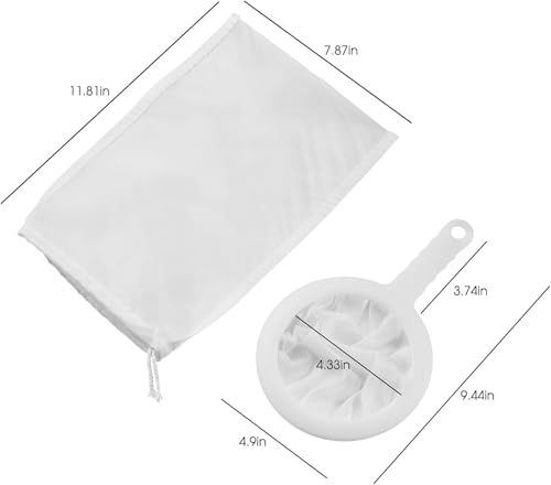 6 Pack - 100 Mesh Fine Mesh Strainer & Nut Milk Bags, Reusable Food Strainer - Food Grade BPA-Free - Ultra Strong Fine Nylon Mesh - Nutmilk, Juices, Cold Brew, Tea Coffee, Juice Soy