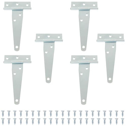 Murtenze 6Pack 4 Inch Silver T-Strap Shed Hinge - color: Silver, size: 4 Inch - 6Pack