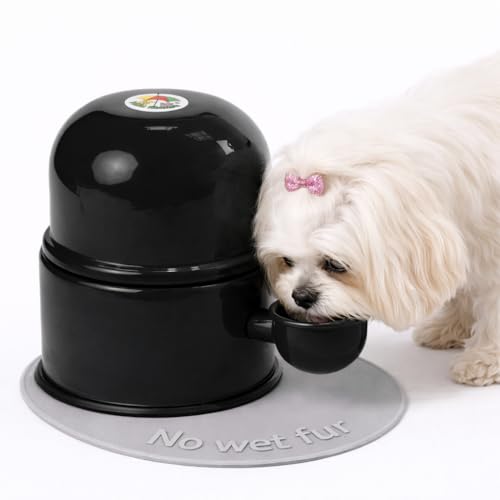 Pet Water Dispenser for Dogs and Cats, 47.3 oz – Gravity-Fed Aluminum Water Bowl, Prevents Wet Fur, Provides Continuous Fresh Water, Electrostatic Coated Finish, Vida Mansa (Black) - color: Black