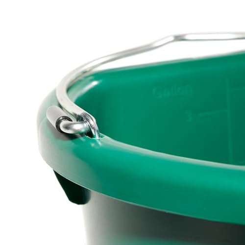 Farm Innovators 3 Gallon Flat Back Plastic Heated Bucket with Metal Handle, Built in Thermostat, and Hidden Cord Compartment, Green, 70 Watt (2 Pack) - size: 2 Pack