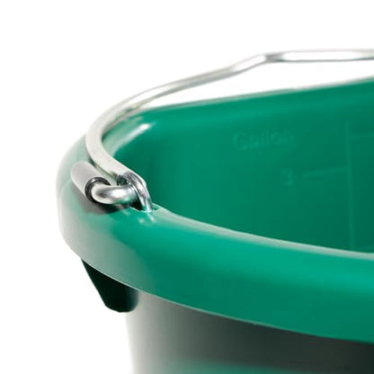 Farm Innovators 3 Gallon Flat Back Plastic Heated Bucket with Metal Handle, Built in Thermostat, and Hidden Cord Compartment, Green, 70 Watt (2 Pack) - size: 2 Pack