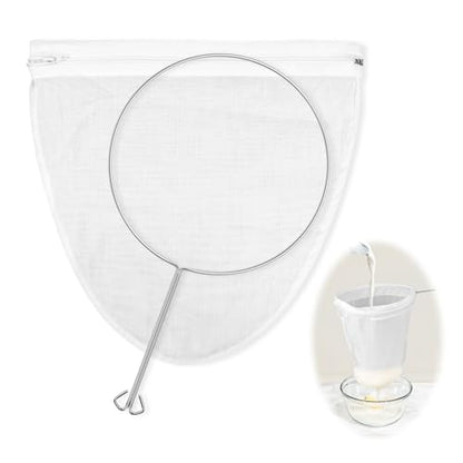 Large Ultra Fine Mesh Strainer Bags, Reusable with Stainless Steel Handle - color: Large