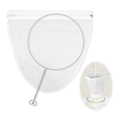 Large Ultra Fine Mesh Strainer Bags, Reusable with Stainless Steel Handle - color: Large