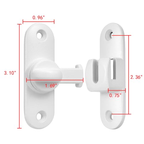 Matte White 90/180 Degree Barn Door Latches,Flip Gate Lock - color: Matte White