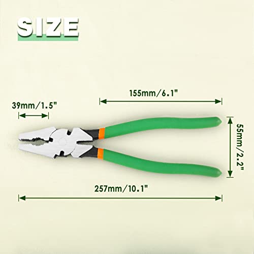 10 Inches Fencing Pliers With Wire Cutters - Heavy-Duty Multi-Purpose Flat Nose Fence Tool for Installing, Maintaining, and Repairing Wire Fences - style: 10" Fencing Pliers(Green)