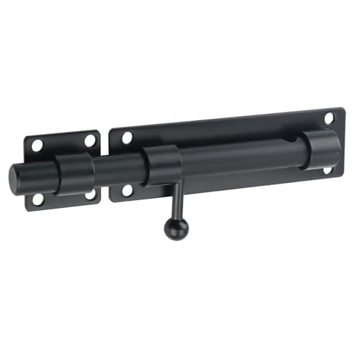 Alise 8 inch Barrel Bolt Latch,Black Heavy Duty Slide Lock for Barn Door | SUS304 Stainless Steel Padlock-Style Slide Bolt Latch,Security Gate Latch for Wooden Fence,Interior or Outdoor Door - color: Black, size: 8 Inch