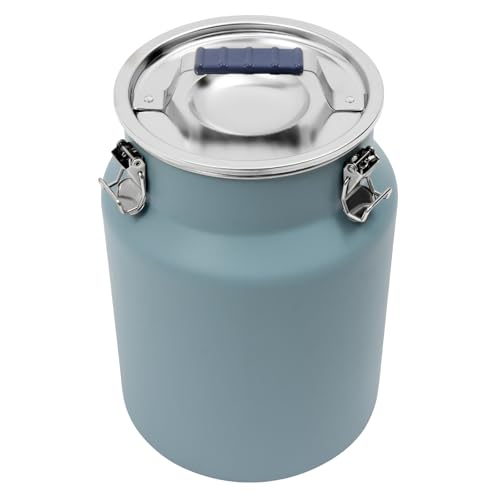 DYNAMI 3.2Gal Stainless Steel Airtight Canister,Large Metal Food Storage Container,Stainless Steel Bucket Milk Can Milk Jug With Lid&Handle, for Kitchen Rice Flour Coffee Bean (Blue) - color: Blue