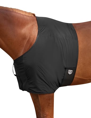 Harrison Howard Horse Shoulder Guard with Fleece-Lined Front Legs, Anti-Rub Stretch Nylon Protector for Horse Care Blankets Black M - color: Black, size: Medium