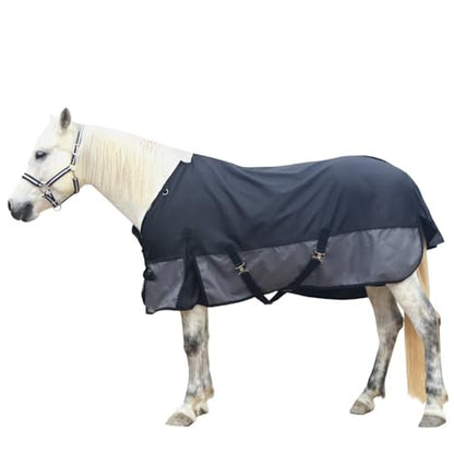 LEAFOREST 1200D Horse Blanket Waterproof Breathable Turnout (no Filling) Standard Neck Horse Sheet Black Grey 72IN | Breathable Ripstop Medium Weight Equine Care Sheets in The Barn, Stable, Pasture in Wet Cold Weather 0g BlackGrey 72IN - color: Black Grey