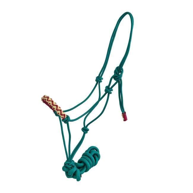 EU Equestrian Braided Nylon Cowboy Knot Rope Halter with Painted Cross & Navajo Design - color: Green