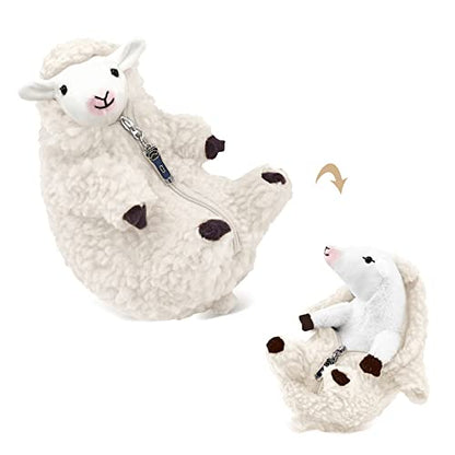 Cute Shaved Sheep Stuffed Animal, Kawaii Lamb Plushie Toy for Teen Kid Girl - color: White
