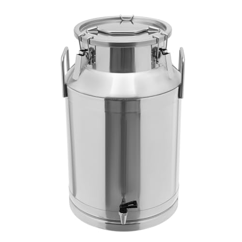DYNAMI 10.6Gal Stainless Steel Milk Bucket With Faucet,Thickened Stainless Steel Milk Can with Sealing Lid,Large Liquid Container Storage,for Milk,Wine, Oil Storage Transport (40L/10.6gal,w/Faucet) - size: 10.6gal