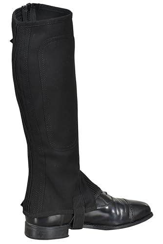 Equestrian Riding Unisex Half Chaps Amara Adult | Synthetic Leather Zip-Up Pair | Accurate Size Chart in Images. - size: Extra Large(C16xH17)in