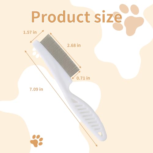 4-Pack Pet Flea Comb for Dogs & Cats - Fine Tooth Stainless Steel Grooming Comb with Non-Slip Rubber Handle, Effectively Removes Fleas, Mats & Tear Stains (Black, Blue, White & Pink)