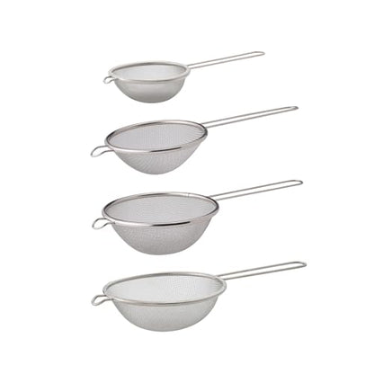 HIC Kitchen Fine Mesh Strainers with Helper Handles, 18/8 Stainless Steel, Set of 4, 2.5, 3.75, 5.5, 7-Inch Strainers - size: Mesh, Set/4 (2.5, 3.75, 5.5, 7-Inch)