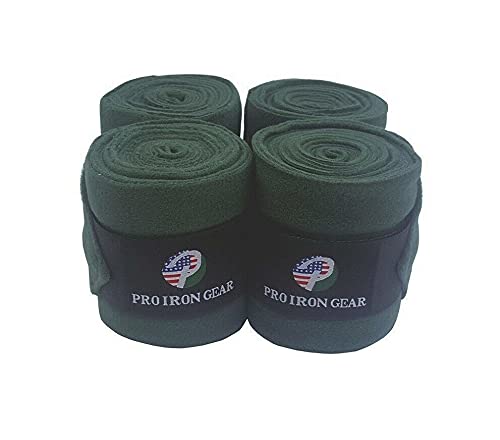Horse Fleece Wraps Bandages/Polo Wraps/Stable Wraps Equestrian Leg Wraps Set of 4 Equestrian Boot Protection (Dark Green) - color: Dark Green