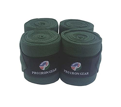 Horse Fleece Wraps Bandages/Polo Wraps/Stable Wraps Equestrian Leg Wraps Set of 4 Equestrian Boot Protection (Dark Green) - color: Dark Green