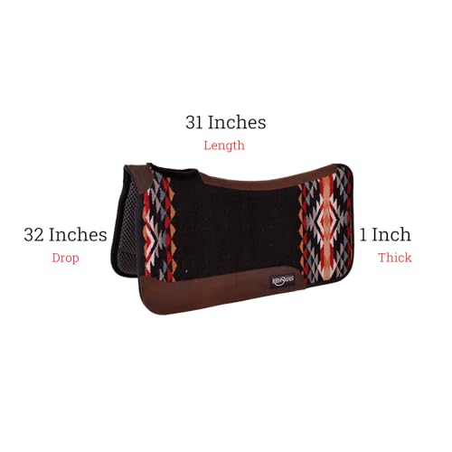 Reinsman APEX Ranahan Tacky Too Soft Breathable Non-Slip Shock-Absorbing Fleece-Lined Moisture-Wicking Contoured Back Protection Horse Riding Saddle Pad - color: Black