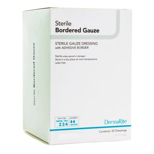 DermaRite Sterile Bordered Gauze Dressing with Adhesive Border, 2 in, 1 ct - size: 2 x 2 Inch, 50 Count