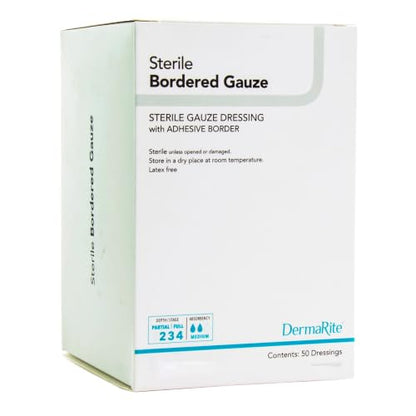 DermaRite Sterile Bordered Gauze Dressing with Adhesive Border, 2 in, 1 ct - size: 2 x 2 Inch, 50 Count