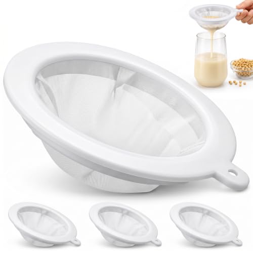 4 Pieces 100 Nylon Mesh Strainers, Nylon Strainer for 5 Inch Funnel, Reusable Fine Strainer for Liquids Juice Milk Honey Cheese