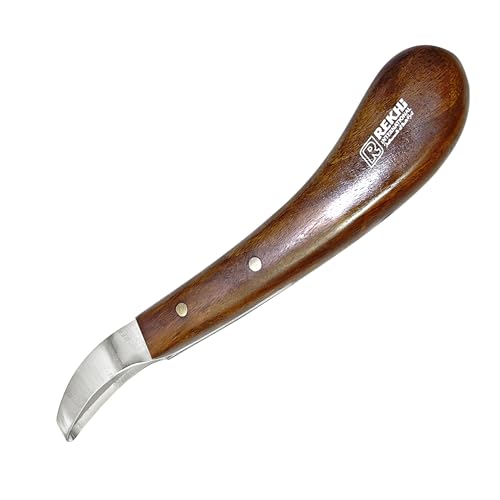 Rekhi Farrier Loop Knife with Wooden Handle – Precision Hoof Care Tool for Horses, Cows, and Goats, Durable Rust-Resistant J2 Stainless Steel Blade, Farrier and Equestrian Hoof Care Knife