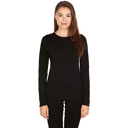 100% Merino Wool - Women's Midweight Base Layer - Long Sleeve Crew - color: 400 Expedition Black, size: Small