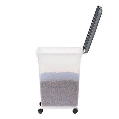 Amazon Basics Airtight Pet Food Storage Container with Scoop, BPA Free, Removable Wheels, 69 QT, Gray - size: 69 QT